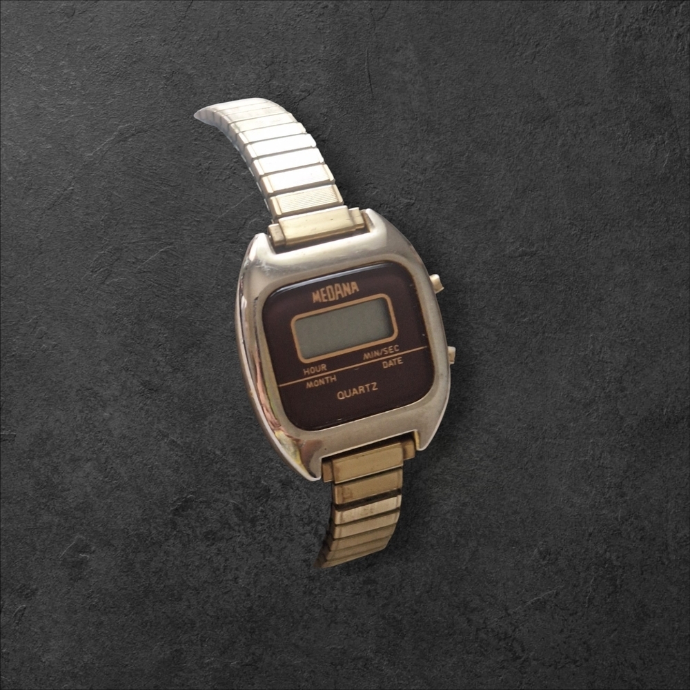 Silver and Brown Quartz Digital Watch - Picture 2 of 4